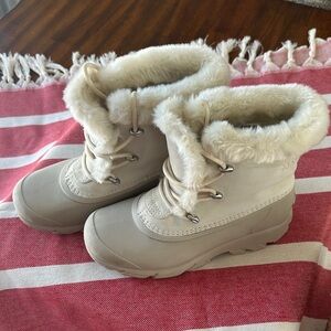 Sorel Women’s Snow Angel Waterproof Suede Boots Chalk/Light Clay Size 6
